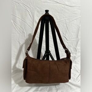suede leather bag brown